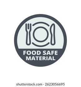Etiqueta de Vector de material seguro para alimentos. Icono de seguridad alimentaria para platos y utensilios.