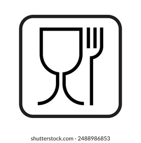 Food Safe sign vector illustration, Food emblem on the packaging. Food safe symbol, International sign contact materials in the EU, food sign isolated, drink and foodclipart, Meals icon. Safety sign.