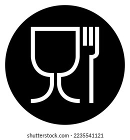 Food safe symbol. The international icon for food safe material, wine glass and a fork symbol .