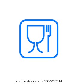 Food safe symbol. The international symbol for food safe material is a wine glass and a fork symbol. Sign, vector illustration.
