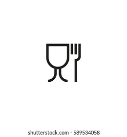 Food safe symbol isolated on white background vector illustration. Food safe symbol used for marking food contact materials in EU. International standard black packaging pictogram