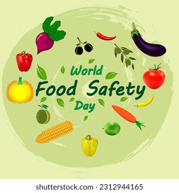 Food safety day world banner vegetables, vector art illustration.