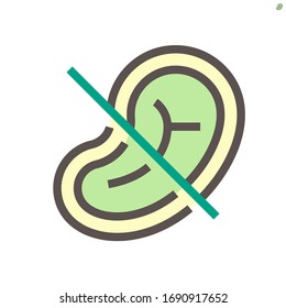Food safety icon or do not eat fresh food. That mean coronavirus survive on food surface after a person infected with COVID-19 sneezes, coughs on food. To prevent spread and infection. 48x48 pixel.