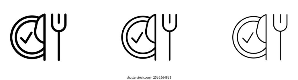 Food safety icon in tree different line stroke sizes.