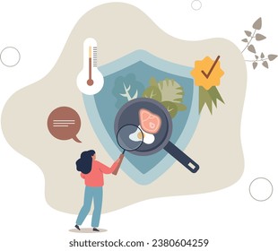 Food safety, infection disease prevention management.Hygiene control and nutrition quality certification process.flat vector illustration