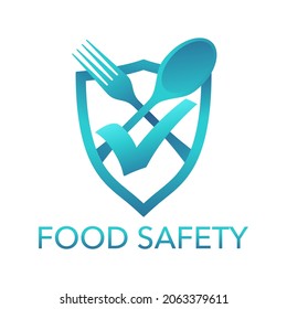 Food Safety - Scientific Discipline That Prevent Food-borne Illness. Cooperation Of Handling, Preparation, And Storage Of Food. Isolated Modern Vector Emblem