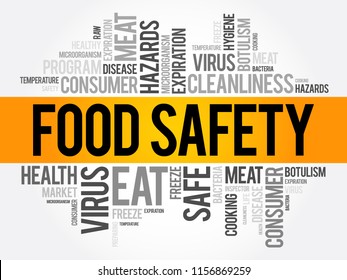 Food safety - scientific method describing handling, preparation, and storage of food in ways that prevent food-borne illness, word cloud concept