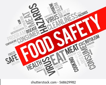 Food Safety - Scientific Method Describing Handling, Preparation, And Storage Of Food In Ways That Prevent Food-borne Illness, Word Cloud Concept