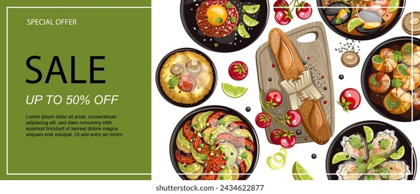 Food sale flyer. hand drawing, clipart, isolate vector.