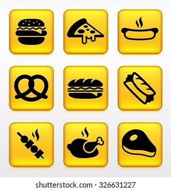 Food and Sandwiches on Yellow Square Buttons