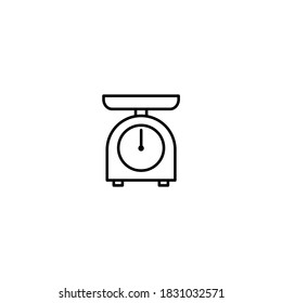Food scale icon. Kitchen and utensil icon. Simple, flat, black, outline.