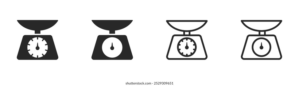 Food scale vector icons set. Food scale icon