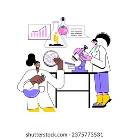 Food sciences and technologies isolated cartoon vector illustrations. People studying food technologies, agriculture industry, education and training for agribusiness workers vector cartoon.