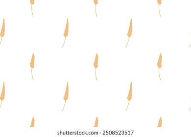 food seamless banner bakery, pastry with wheat, oat, barley, rye, wheat ears stalks, field on yellow background and space for text, copy space