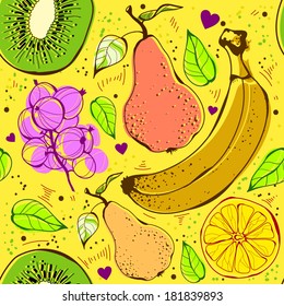 Food seamless with  berries and fruit
