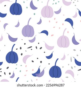 Food seamless pattern. Background with garlic. Model sketch spices. Culinary template for design vector illustration