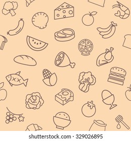 food Seamless pattern elements and background