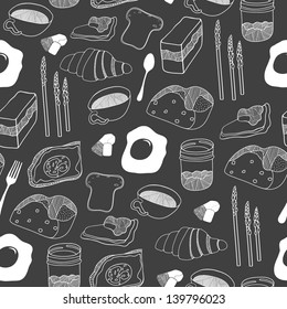 Food seamless pattern. Hand drawn vector illustration