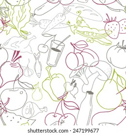 Food seamless pattern. Hand drawn vector illustration
