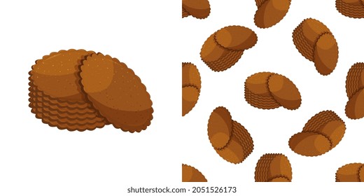 Food seamless pattern made from traditional Swedish and scandinavian Christmas pepparkakor. Vector illustration in the cartoon style. 