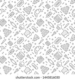 Food seamless pattern with thin line icons