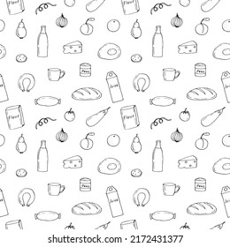 Food seamless pattern vector illustration, hand drawing doodles
