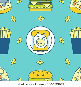Food seamless pattern. Vector illustration.