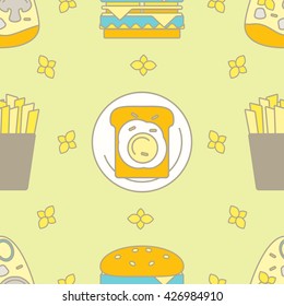 Food seamless pattern. Vector illustration.