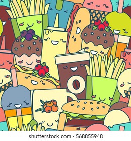 Food seamless pattern. Vector illustration.