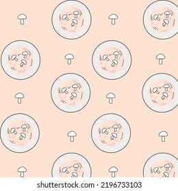 Food seamless pattern.Mushroom soup.Flat cartoon style.Hand drawn color vector illustration.