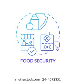 Food security blue gradient concept icon. Industry standards. Lactose free, dairy products. Round shape line illustration. Abstract idea. Graphic design. Easy to use in article, blog post