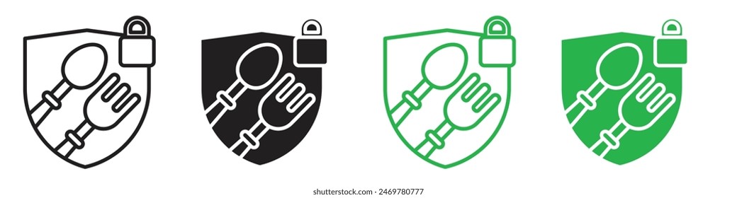 Food security lock icon line art vector