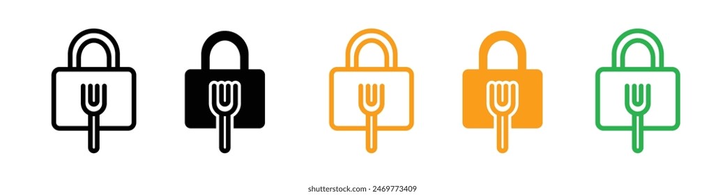 Food security lock icon logo set vector