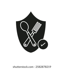 Food security lock icon Symbol mark in Outline style