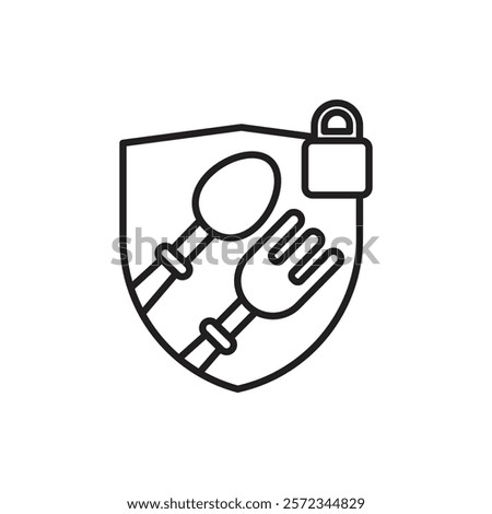 Food security lock icon Vector flat thin line illustration