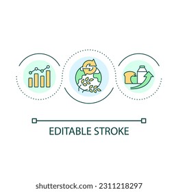 Food security loop concept icon. Global nutrition accessibility. Worldwide foodstuff supply abstract idea thin line illustration. Isolated outline drawing. Editable stroke. Arial font used