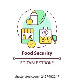 Food security multi color concept icon. Industry standards. Lactose free, dairy products. Round shape line illustration. Abstract idea. Graphic design. Easy to use in article, blog post