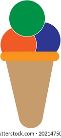 Food series vector, vector of cone ice cream with three flavors. Great for icons or symbols