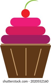 Vector de serie de alimentos, vector de la torta de taza con lichis. Ideal para iconos o símbolos