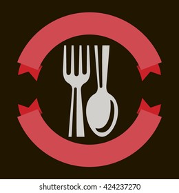 Food service fork and spoon vector illustration