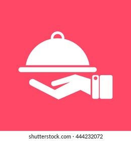 Food Service Icon On Magenta Color Background. Eps-10.