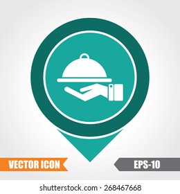 Food Service Icon On Map Pointer. Eps.-10.