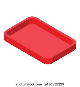 Food service tray icon isometric vector. Plastic catering mealtime ware holder. Kitchenware serving platter