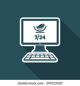 Food services fish 7/24 - Vector flat icon