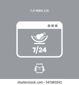 Food services meat 7/24 - Vector flat icon