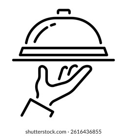 Food serving dish icon in linear style 