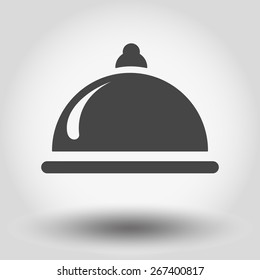 Food serving. Grey web icon, vector illustration.