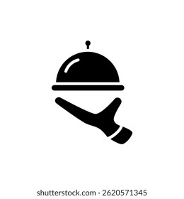 food serving icon. Waiter's signature with serving tray, simple flat style, illustration, logo sign symbol pictogram template, for ui or ux isolated on white for mobile app, editable