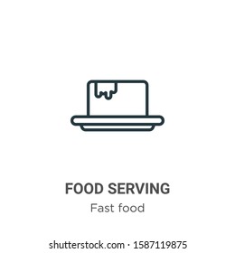 Food serving outline vector icon. Thin line black food serving icon, flat vector simple element illustration from editable fast food concept isolated on white background