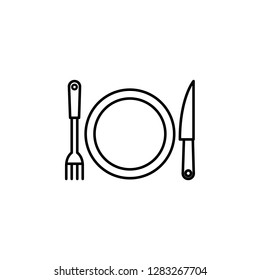  food serving, tableware, fork, knife, plate icon. Element of kitchen utensils icon for mobile concept and web apps. Detailed  food serving, tableware, fork, knife, plate icon